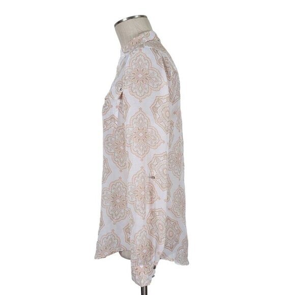 WHBM Blouse Women Size 6 Roll Tab Sleeves Pullover Shirttail Hem Lightweight - Picture 3 of 10